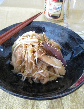 蒸し茄子とザーサイの中華和え